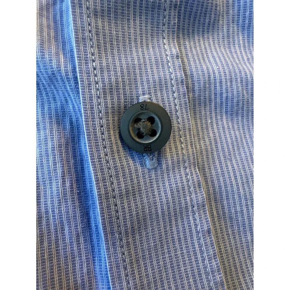 Banana Republic Mens Large Short Sleeve Button Down Shirt Blue Micro Check L‎